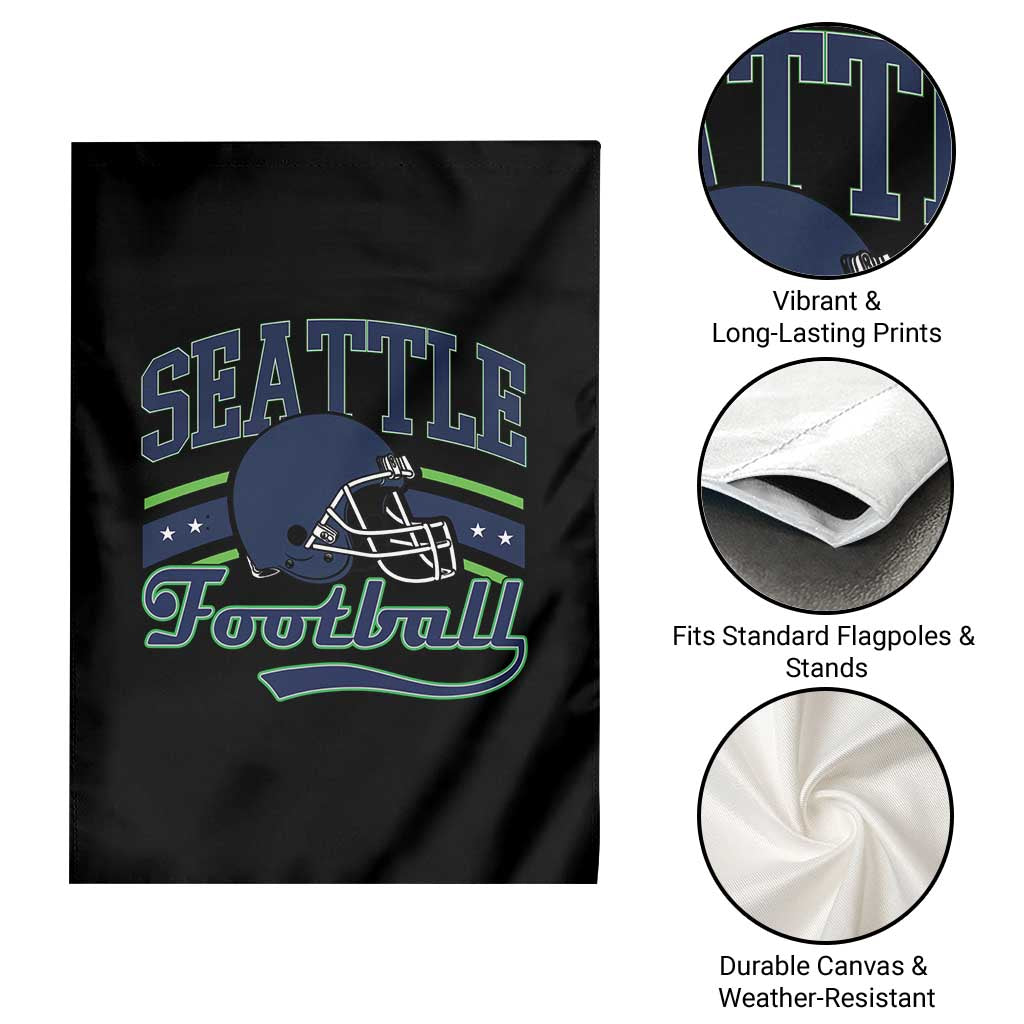 Classic Seattle Athletic Helmet Graphic Garden Flag Vintage Game Day Sports Fan