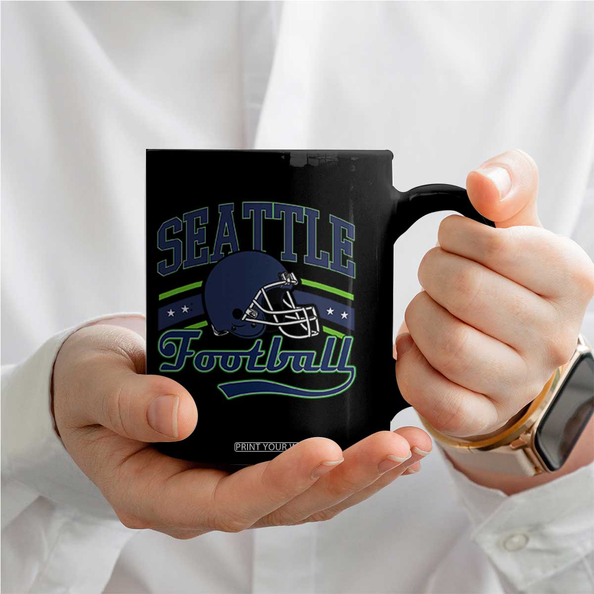 Classic Seattle Athletic Helmet Graphic Coffee Mug Vintage Game Day Sports Fan