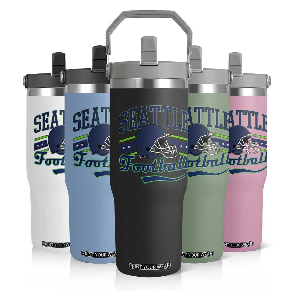 Classic Seattle Athletic Helmet Graphic Flip Straw Tumbler Vintage Game Day Sports Fan