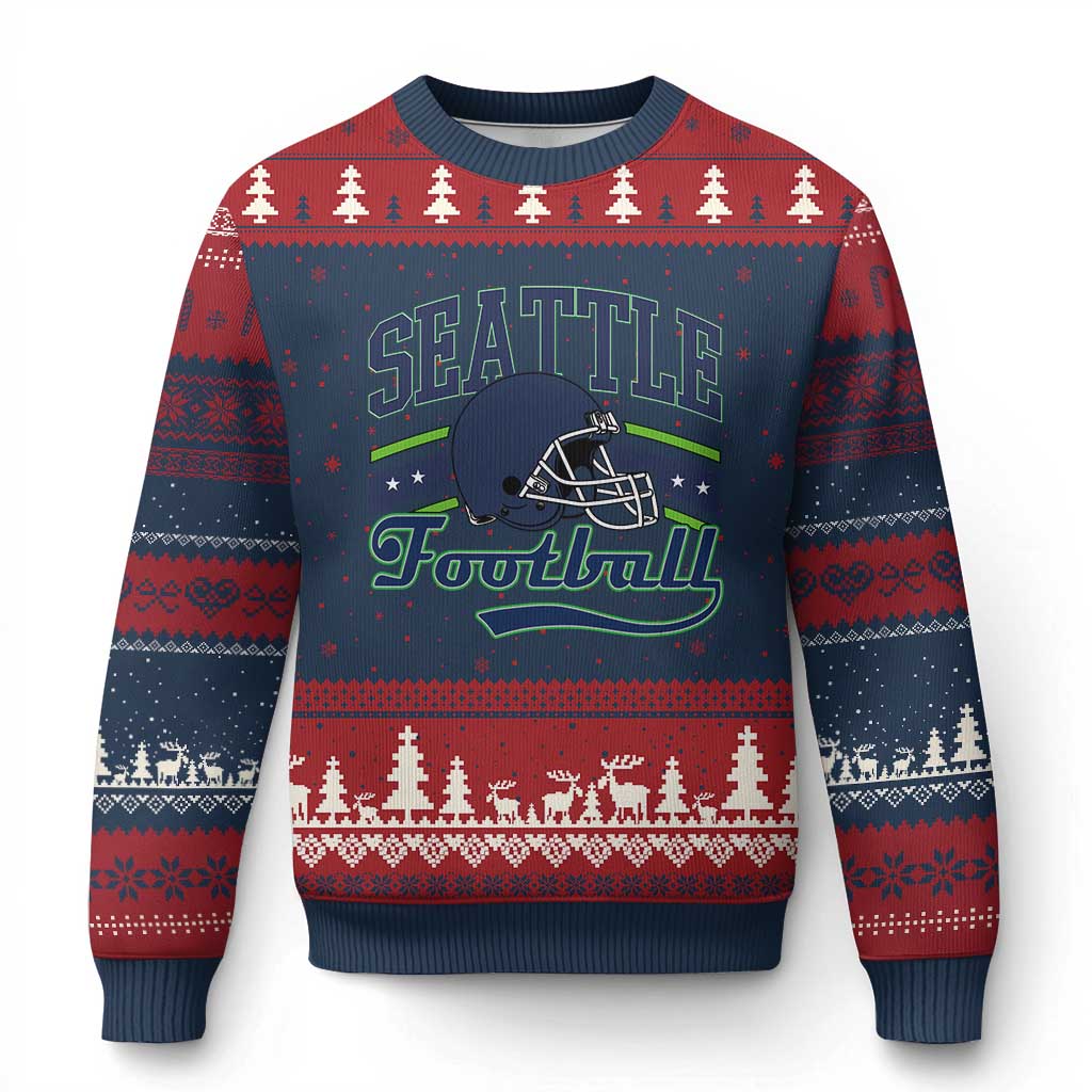 Classic Seattle Athletic Helmet Graphic Ugly Christmas Sweater Vintage Game Day Sports Fan