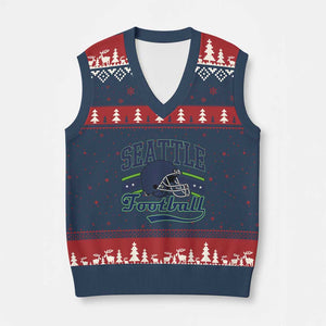 Classic Seattle Athletic Helmet Graphic V-Neck Knit Sweater Vest Vintage Game Day Sports Fan