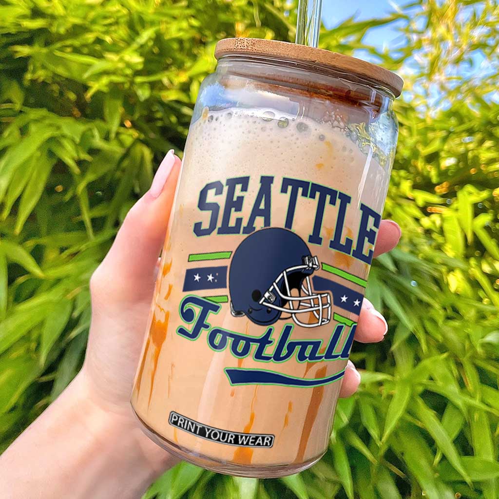 Classic Seattle Athletic Helmet Graphic Glass Can Vintage Game Day Sports Fan TS02 Black Print Your Wear