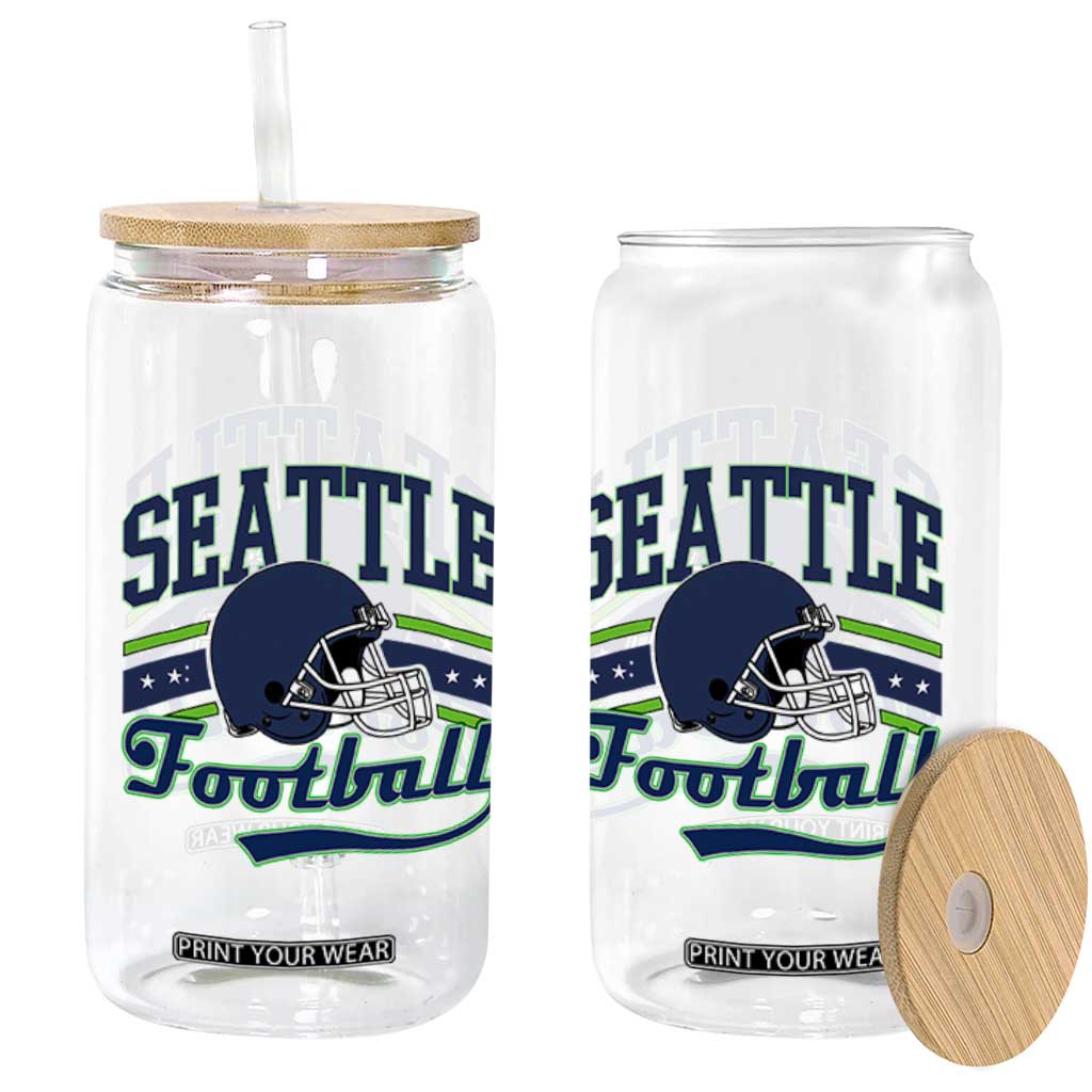 Classic Seattle Athletic Helmet Graphic Glass Can Vintage Game Day Sports Fan