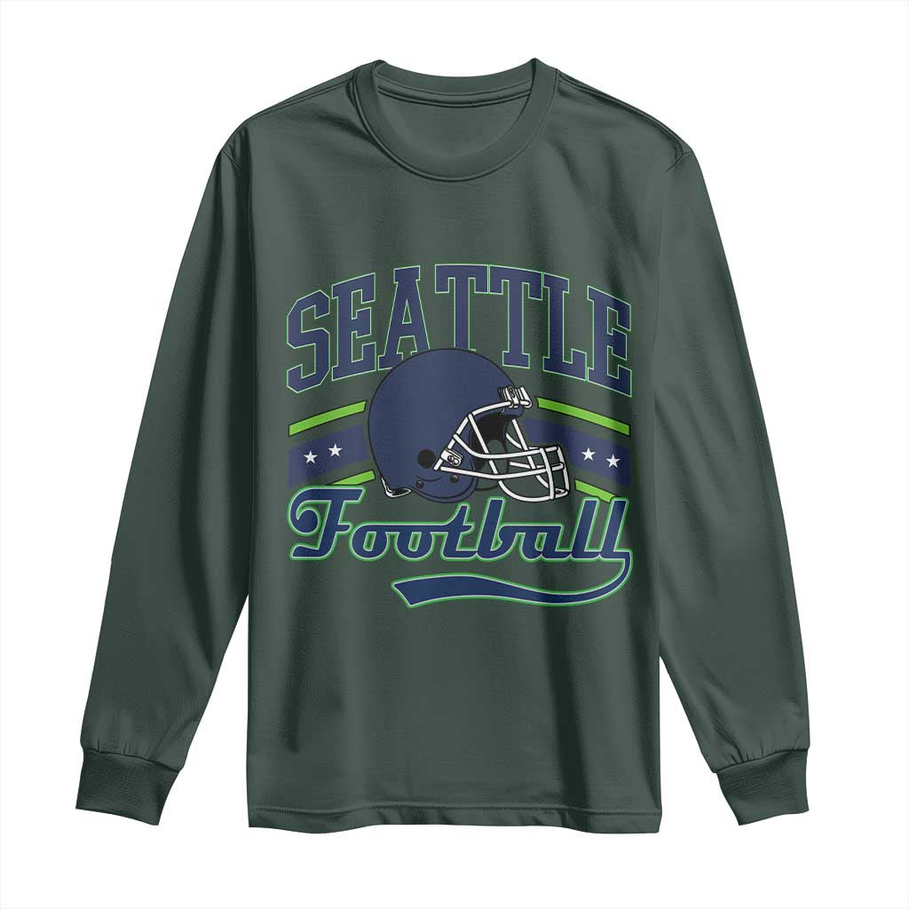 Classic Seattle Athletic Helmet Graphic Long Sleeve Shirt Vintage Game Day Sports Fan