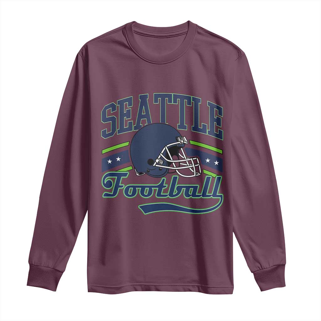 Classic Seattle Athletic Helmet Graphic Long Sleeve Shirt Vintage Game Day Sports Fan