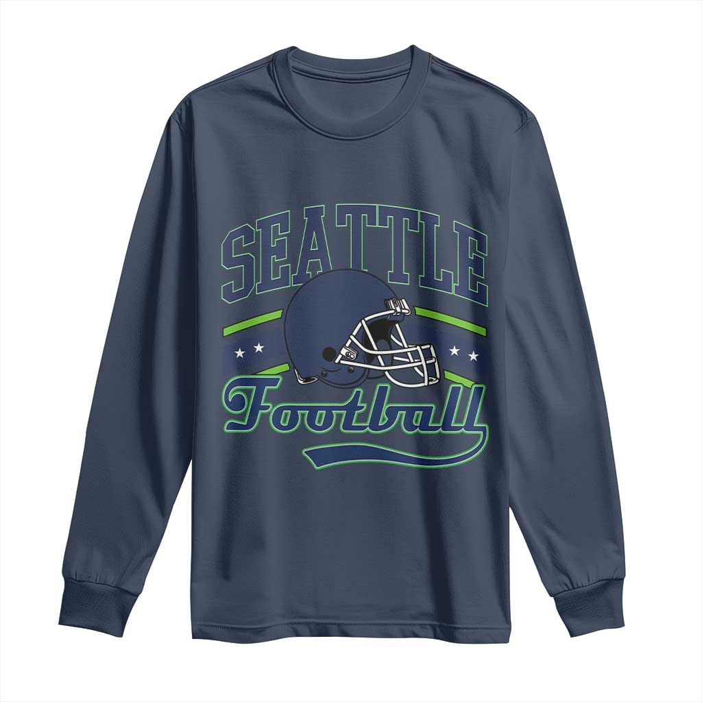 Classic Seattle Athletic Helmet Graphic Long Sleeve Shirt Vintage Game Day Sports Fan