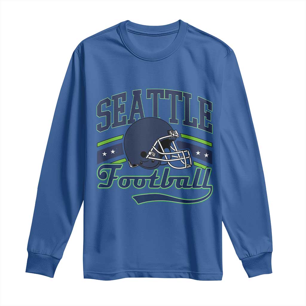 Classic Seattle Athletic Helmet Graphic Long Sleeve Shirt Vintage Game Day Sports Fan