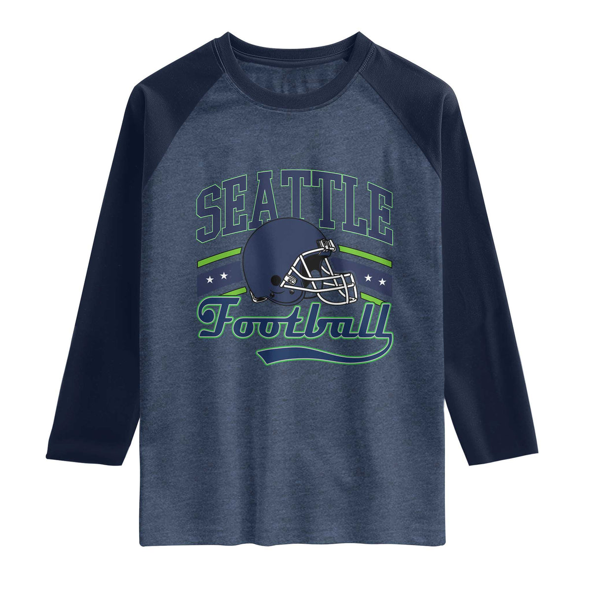 Classic Seattle Athletic Helmet Graphic Raglan Shirt Vintage Game Day Sports Fan