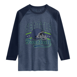 Classic Seattle Athletic Helmet Graphic Raglan Shirt Vintage Game Day Sports Fan