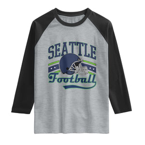 Classic Seattle Athletic Helmet Graphic Raglan Shirt Vintage Game Day Sports Fan