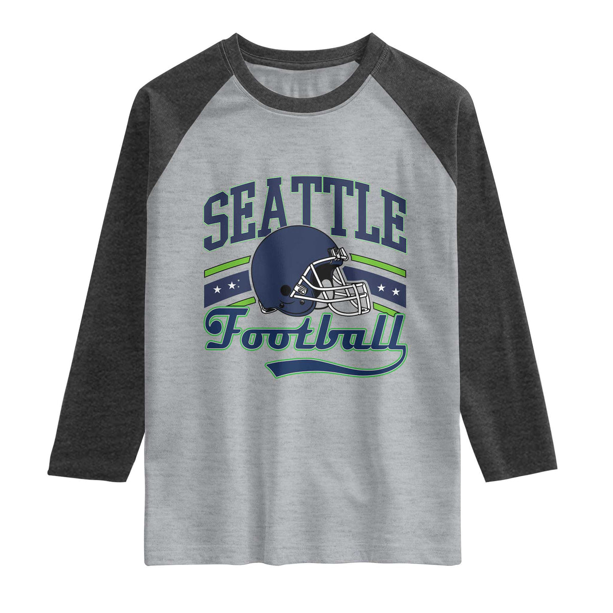 Classic Seattle Athletic Helmet Graphic Raglan Shirt Vintage Game Day Sports Fan