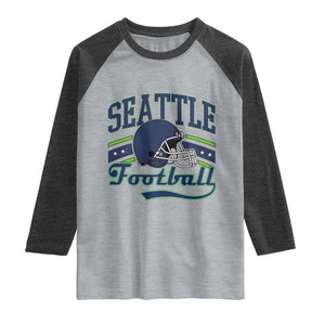 Classic Seattle Athletic Helmet Graphic Raglan Shirt Vintage Game Day Sports Fan