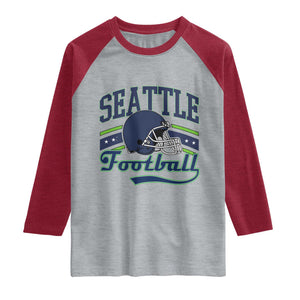 Classic Seattle Athletic Helmet Graphic Raglan Shirt Vintage Game Day Sports Fan