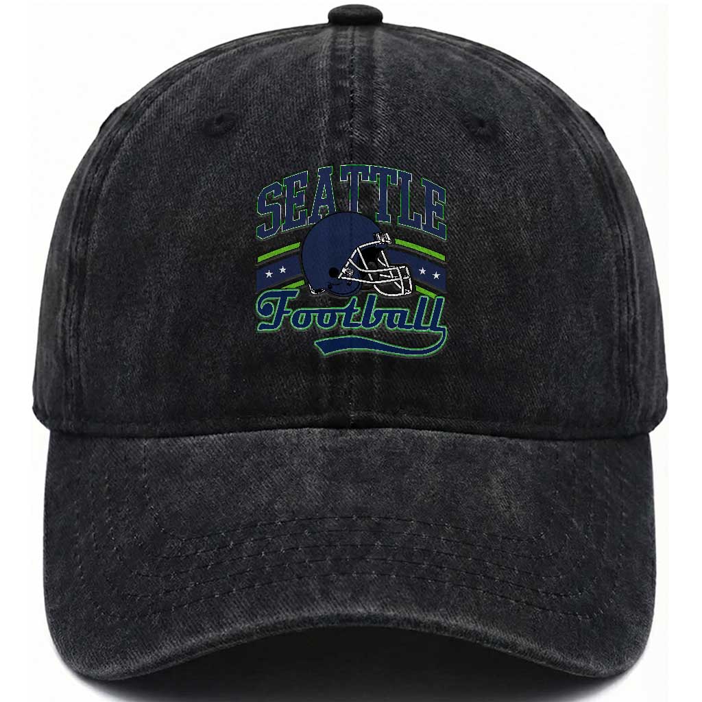 Classic Seattle Athletic Helmet Graphic Washed Cotton Baseball Cap Vintage Game Day Sports Fan TS02 Print Your Wear
