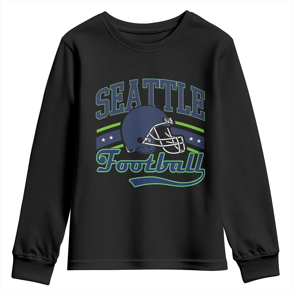 Classic Seattle Athletic Helmet Graphic Youth Sweatshirt Vintage Game Day Sports Fan TS02 Black Print Your Wear