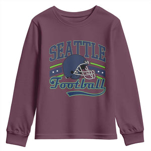 Classic Seattle Athletic Helmet Graphic Youth Sweatshirt Vintage Game Day Sports Fan