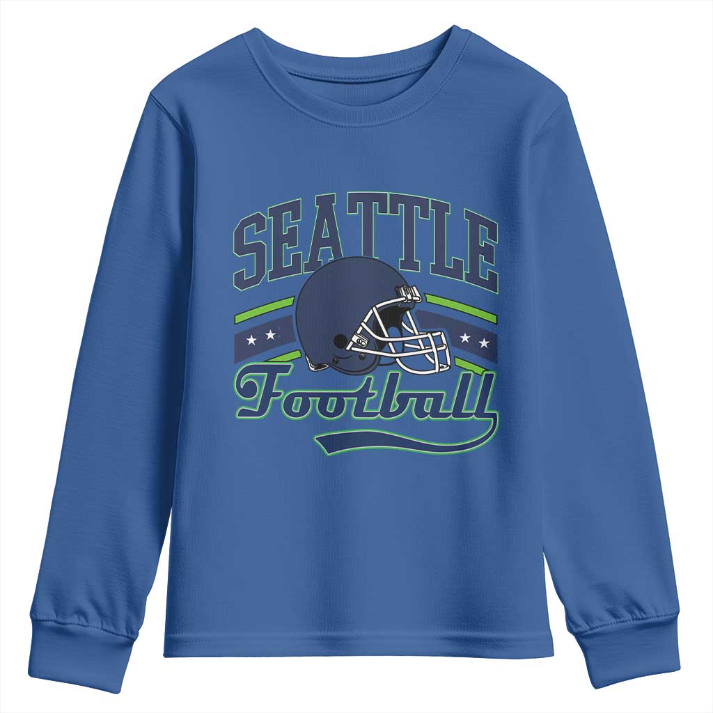 Classic Seattle Athletic Helmet Graphic Youth Sweatshirt Vintage Game Day Sports Fan