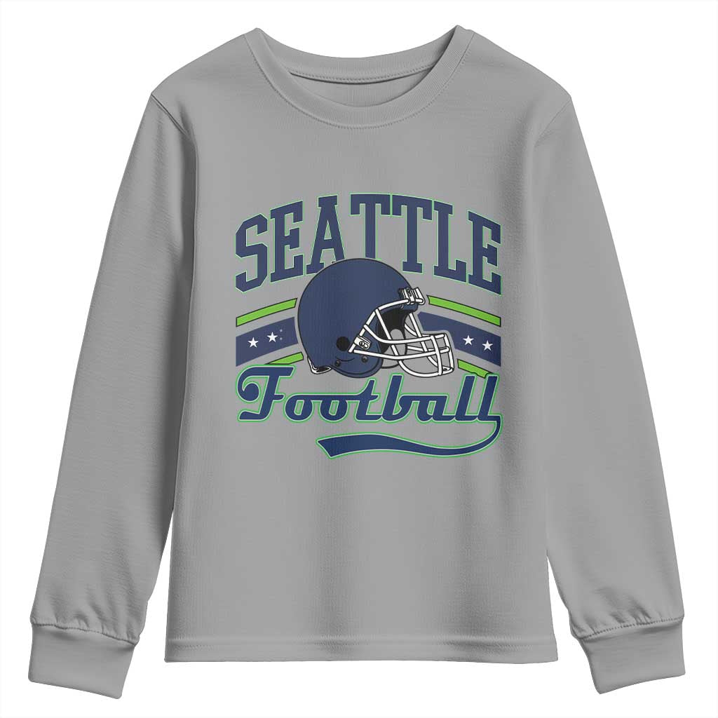 Classic Seattle Athletic Helmet Graphic Youth Sweatshirt Vintage Game Day Sports Fan