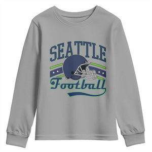 Classic Seattle Athletic Helmet Graphic Youth Sweatshirt Vintage Game Day Sports Fan