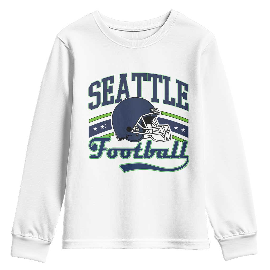 Classic Seattle Athletic Helmet Graphic Youth Sweatshirt Vintage Game Day Sports Fan