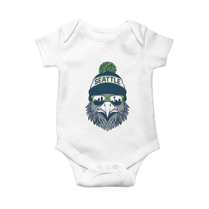 Cool Hawk with Beanie Sunglasses Sports Graphic Baby Onesie Seattle City Skyline Pride Game Day Sports Fan