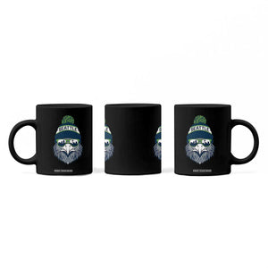 Cool Hawk with Beanie Sunglasses Sports Graphic Coffee Mug Seattle City Skyline Pride Game Day Sports Fan