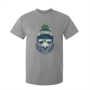 Cool Hawk with Beanie Sunglasses Sports Graphic T Shirt For Kid Seattle City Skyline Pride Game Day Sports Fan