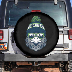 Cool Hawk with Beanie Sunglasses Sports Graphic Spare Tire Cover Seattle City Skyline Pride Game Day Sports Fan