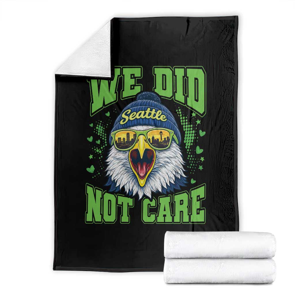 We Did Not Care Seattle Game Day Throw Blanket Bold Sarcastic Hawk City Skyline Sports Fan TS02 Black Print Your Wear