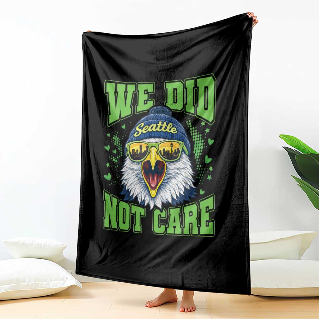 We Did Not Care Seattle Game Day Throw Blanket Bold Sarcastic Hawk City Skyline Sports Fan