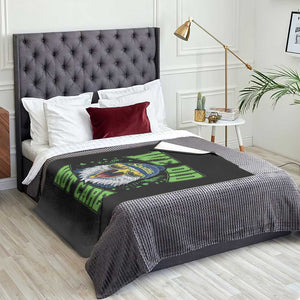 We Did Not Care Seattle Game Day Throw Blanket Bold Sarcastic Hawk City Skyline Sports Fan