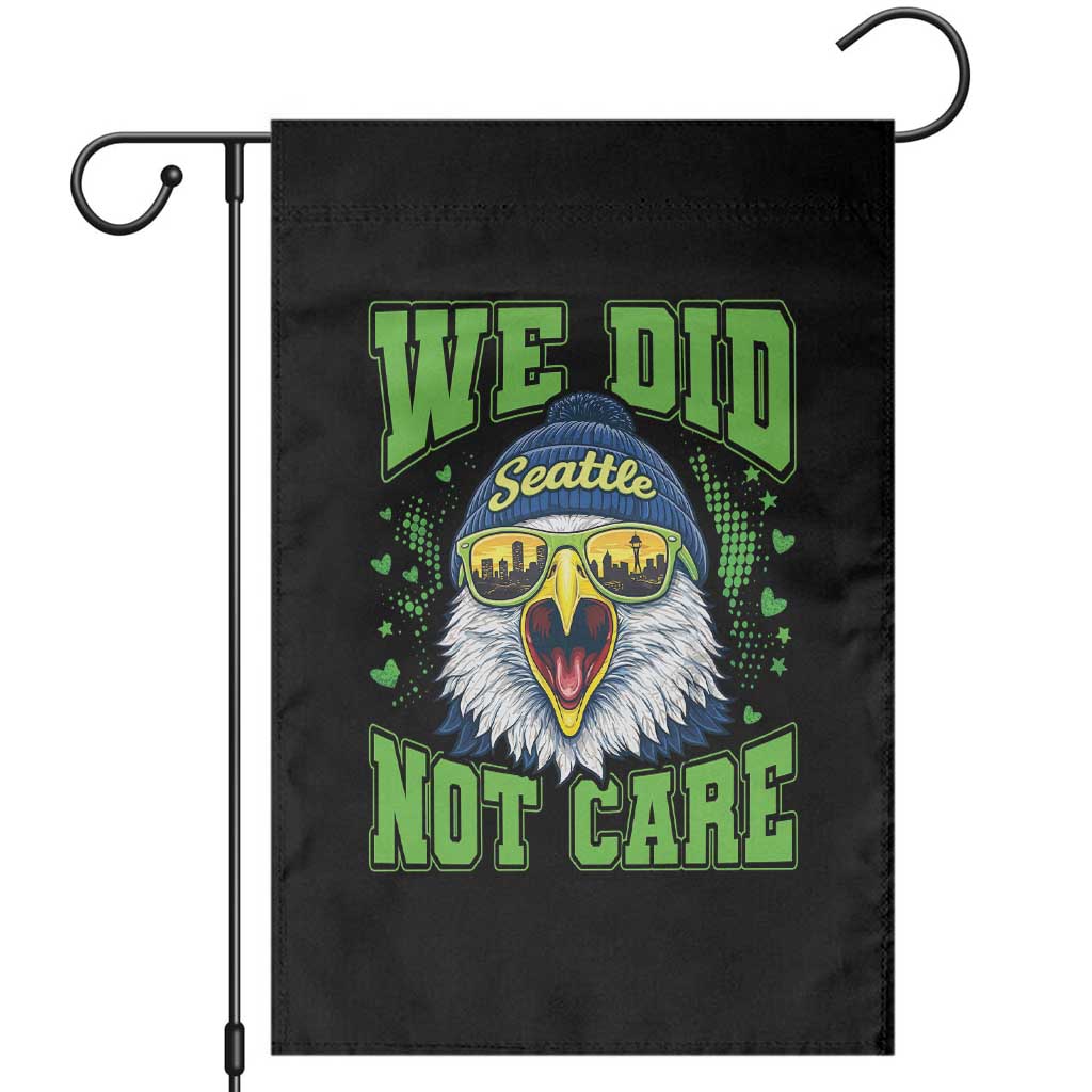 We Did Not Care Seattle Game Day Garden Flag Bold Sarcastic Hawk City Skyline Sports Fan TS02 Black Print Your Wear