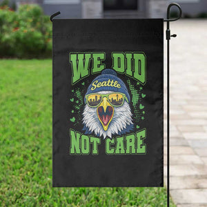 We Did Not Care Seattle Game Day Garden Flag Bold Sarcastic Hawk City Skyline Sports Fan
