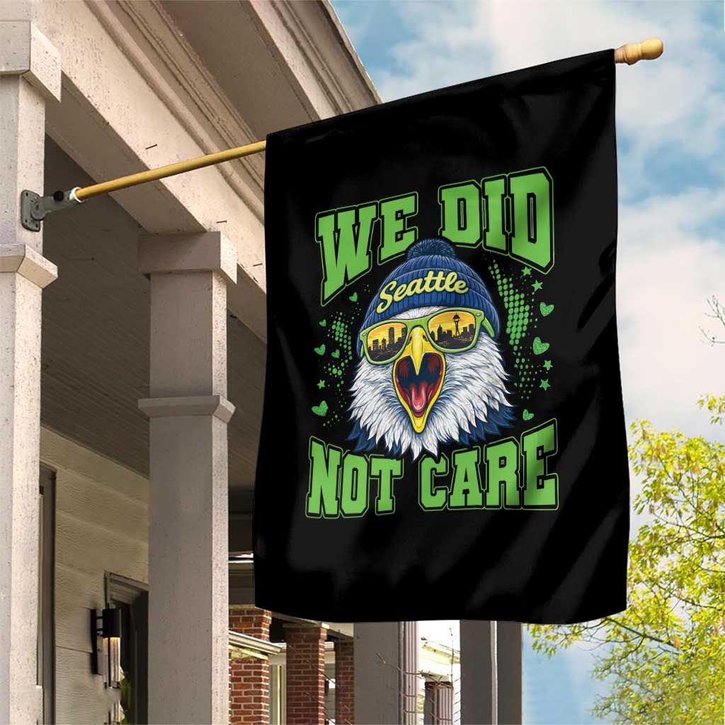 We Did Not Care Seattle Game Day Garden Flag Bold Sarcastic Hawk City Skyline Sports Fan
