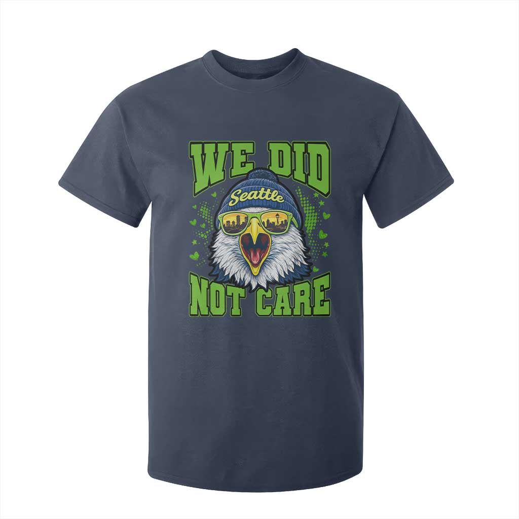 We Did Not Care Seattle Game Day T Shirt For Kid Bold Sarcastic Hawk City Skyline Sports Fan