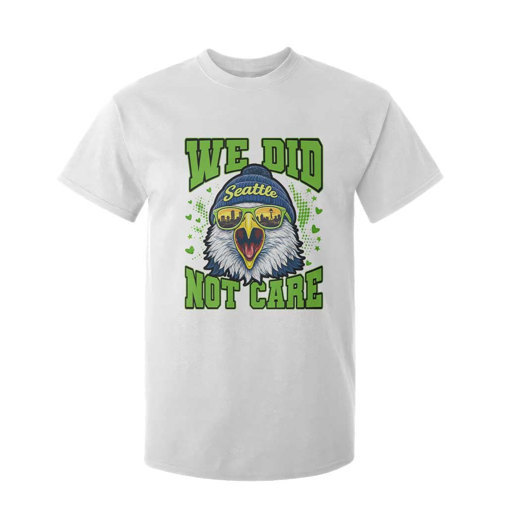 We Did Not Care Seattle Game Day T Shirt For Kid Bold Sarcastic Hawk City Skyline Sports Fan