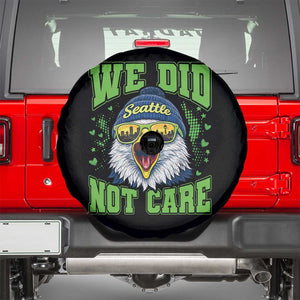 We Did Not Care Seattle Game Day Spare Tire Cover Bold Sarcastic Hawk City Skyline Sports Fan