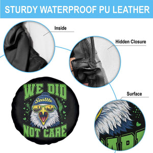 We Did Not Care Seattle Game Day Spare Tire Cover Bold Sarcastic Hawk City Skyline Sports Fan