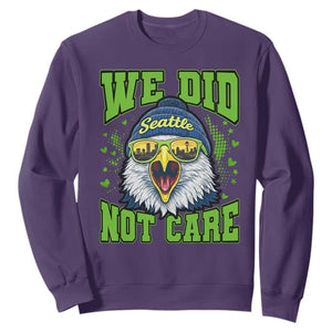 We Did Not Care Seattle Game Day Sweatshirt Bold Sarcastic Hawk City Skyline Sports Fan