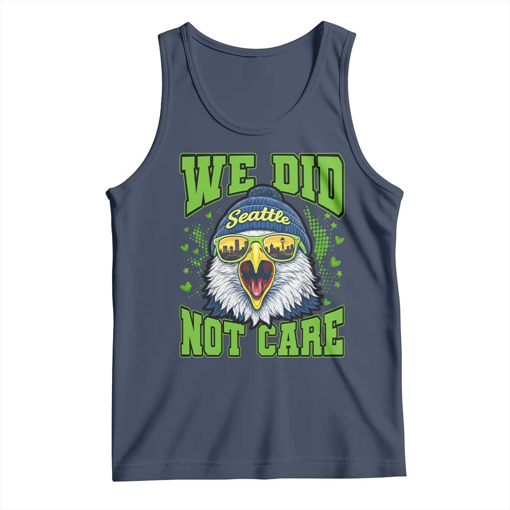 We Did Not Care Seattle Game Day Tank Top Bold Sarcastic Hawk City Skyline Sports Fan