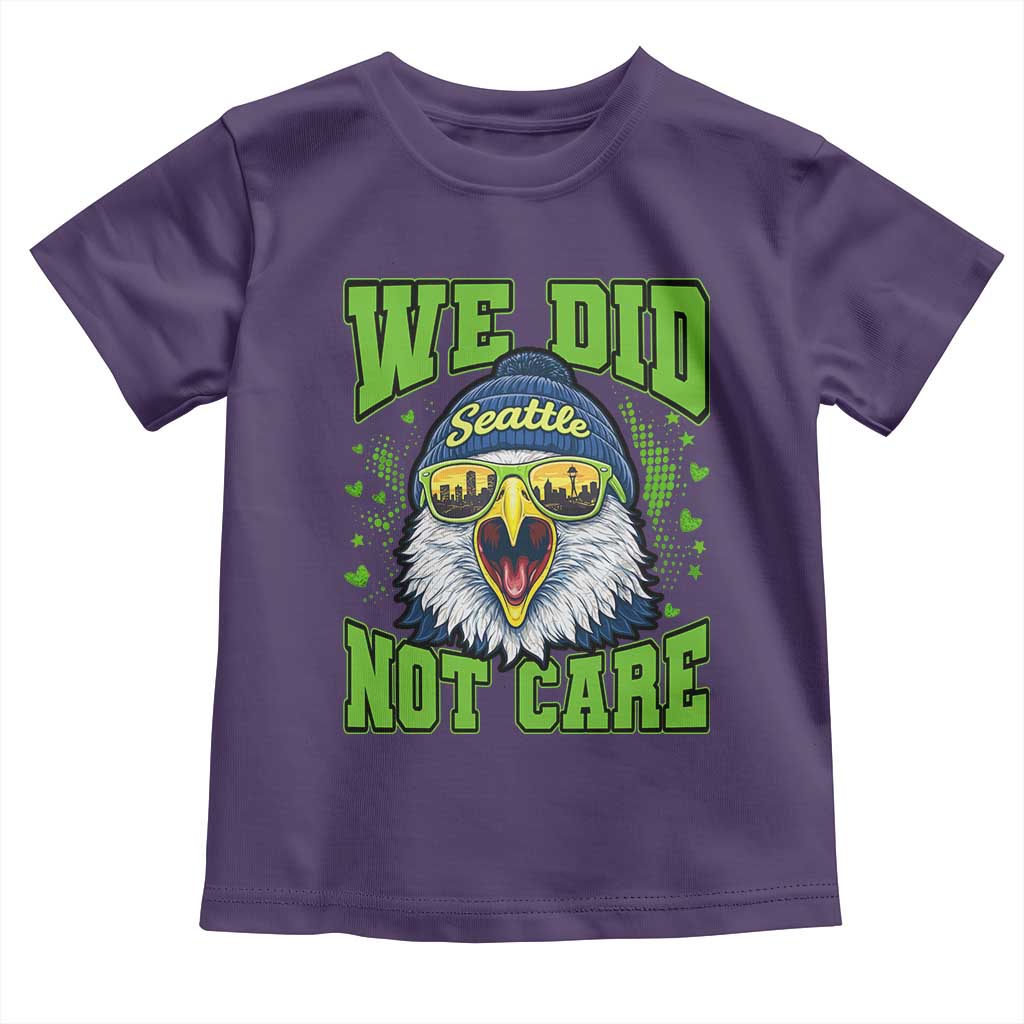 We Did Not Care Seattle Game Day Toddler T Shirt Bold Sarcastic Hawk City Skyline Sports Fan