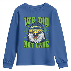 We Did Not Care Seattle Game Day Youth Sweatshirt Bold Sarcastic Hawk City Skyline Sports Fan