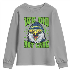 We Did Not Care Seattle Game Day Youth Sweatshirt Bold Sarcastic Hawk City Skyline Sports Fan