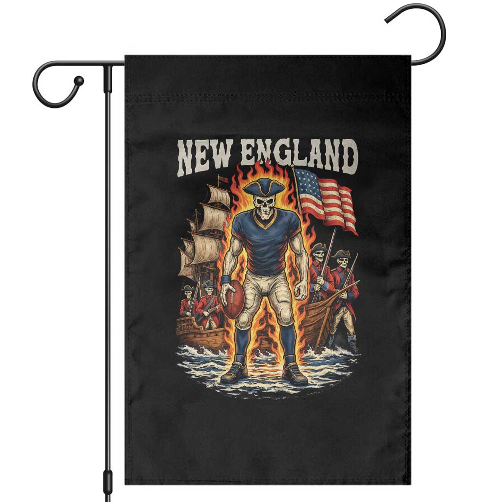 New England Fiery Skeleton Game Day Graphic Garden Flag Patriotic Revolutionary Sports Fan TS02 Black Print Your Wear