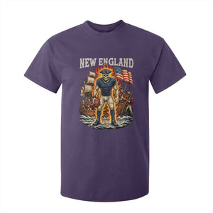 New England Fiery Skeleton Game Day Graphic T Shirt For Kid Patriotic Revolutionary Sports Fan