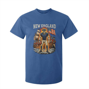 New England Fiery Skeleton Game Day Graphic T Shirt For Kid Patriotic Revolutionary Sports Fan