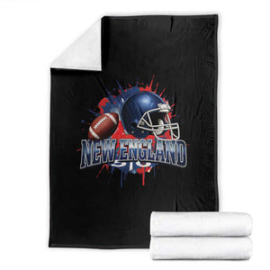 New England Athletic Helmet Graphic Paint Splatter Graphic Throw Blanket Patriotic Game Day Sports Fan