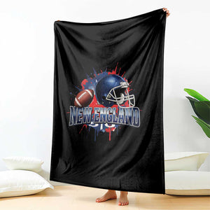 New England Athletic Helmet Graphic Paint Splatter Graphic Throw Blanket Patriotic Game Day Sports Fan