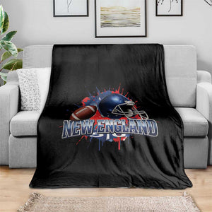 New England Athletic Helmet Graphic Paint Splatter Graphic Throw Blanket Patriotic Game Day Sports Fan