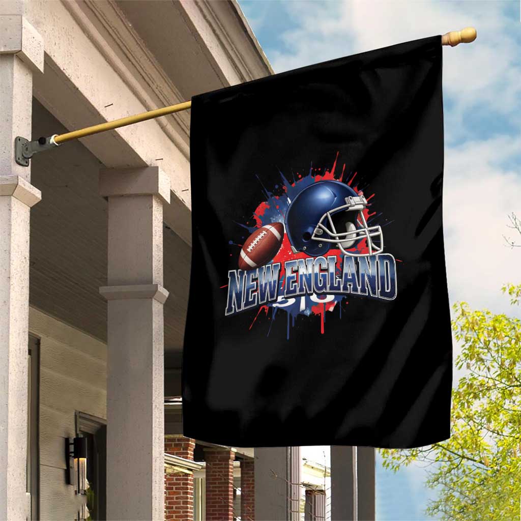 New England Athletic Helmet Graphic Paint Splatter Graphic Garden Flag Patriotic Game Day Sports Fan